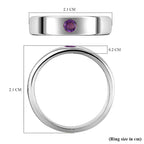 Amethyst Band Ring in Platinum Overlay Sterling Silver