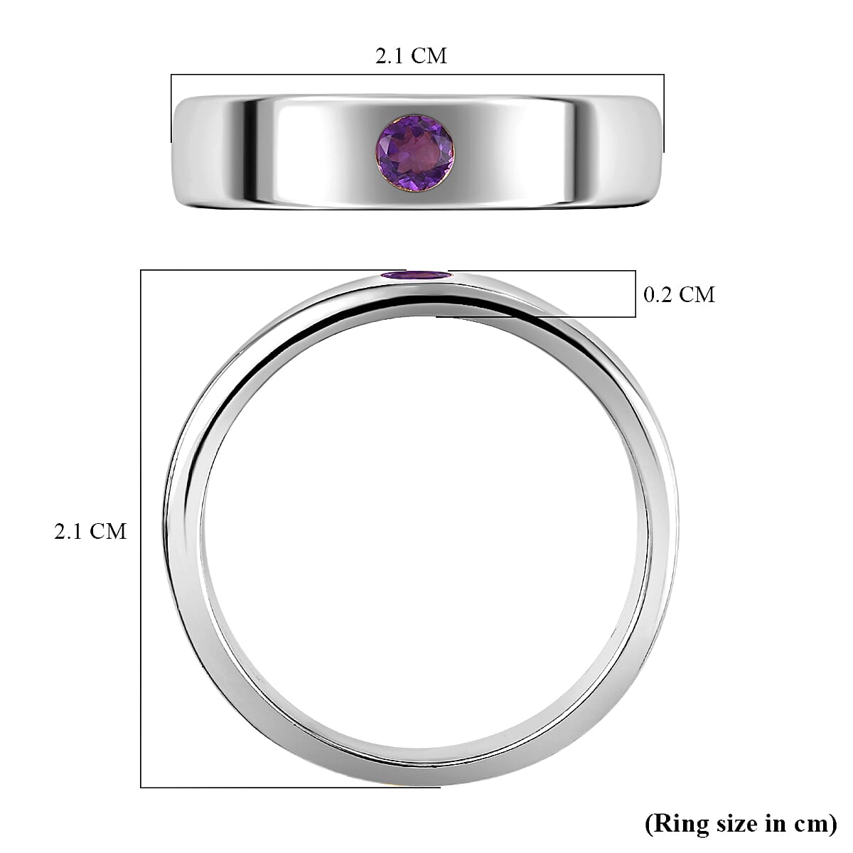 African Amethyst Wedding Band Ring in Platinum Plated Sterling Silver 3731445 3