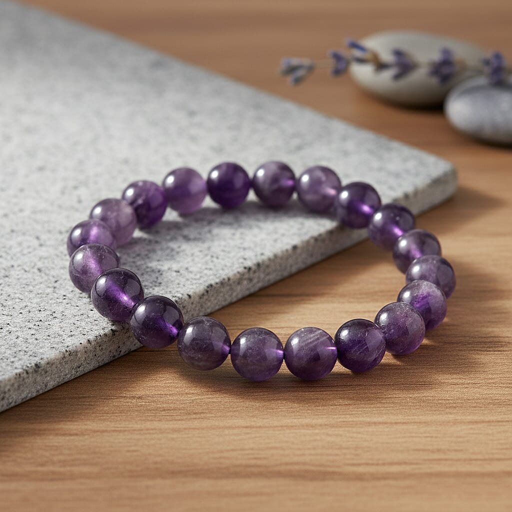 African Amethyst Beads Stretchable Bracelet (Size 7-7.7) 120.00 Ct. 8438875 2