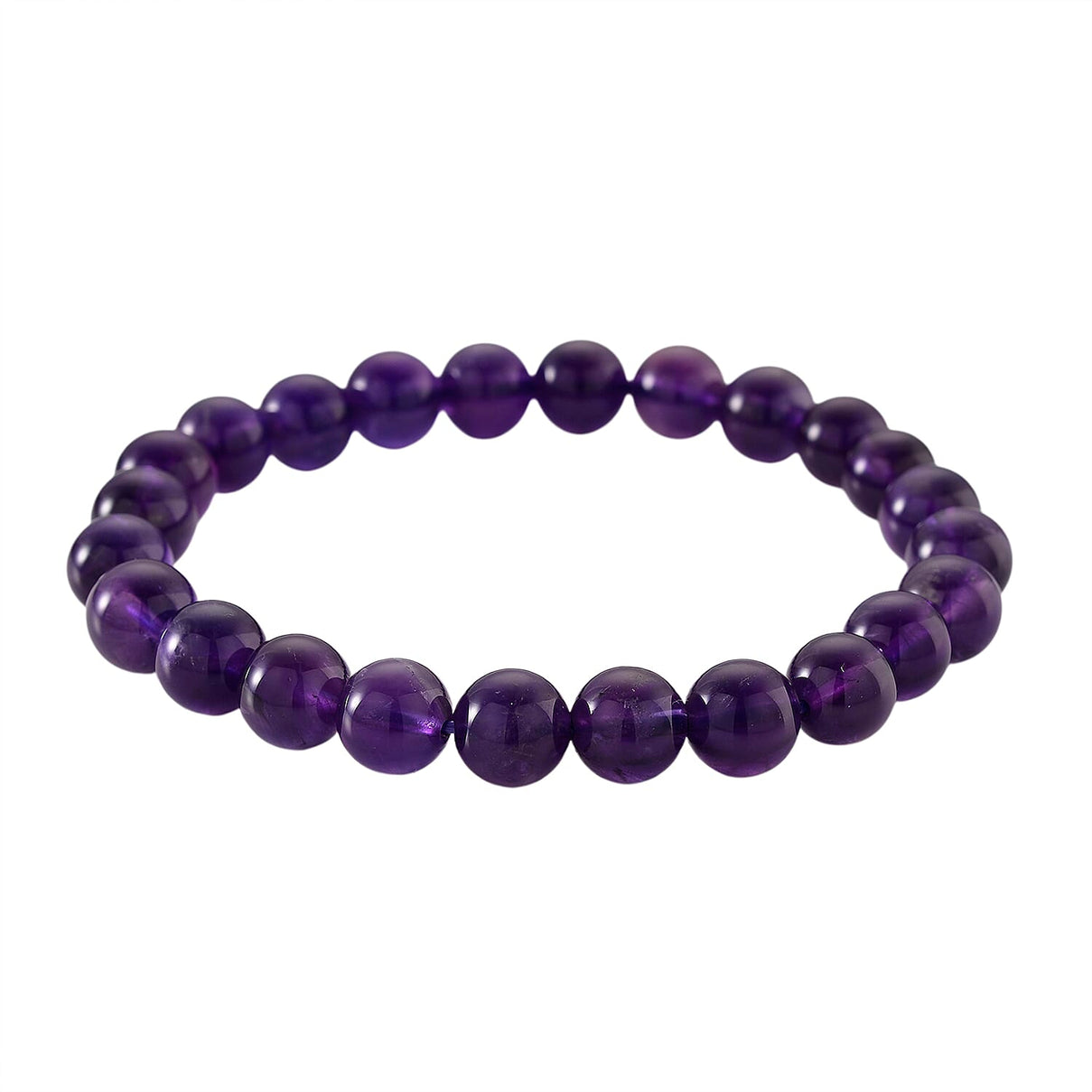 African Amethyst Beads (9-10MM) Stretchable Bracelet (Size 7-7.5) 93.00 Ct. 8438879 0