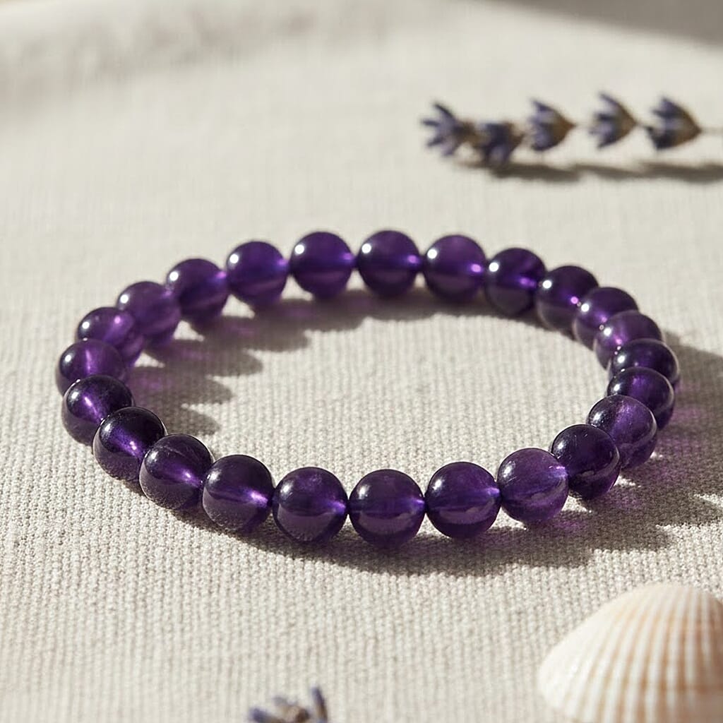 African Amethyst Beads (9-10MM) Stretchable Bracelet (Size 7-7.5) 93.00 Ct. 8438879 2