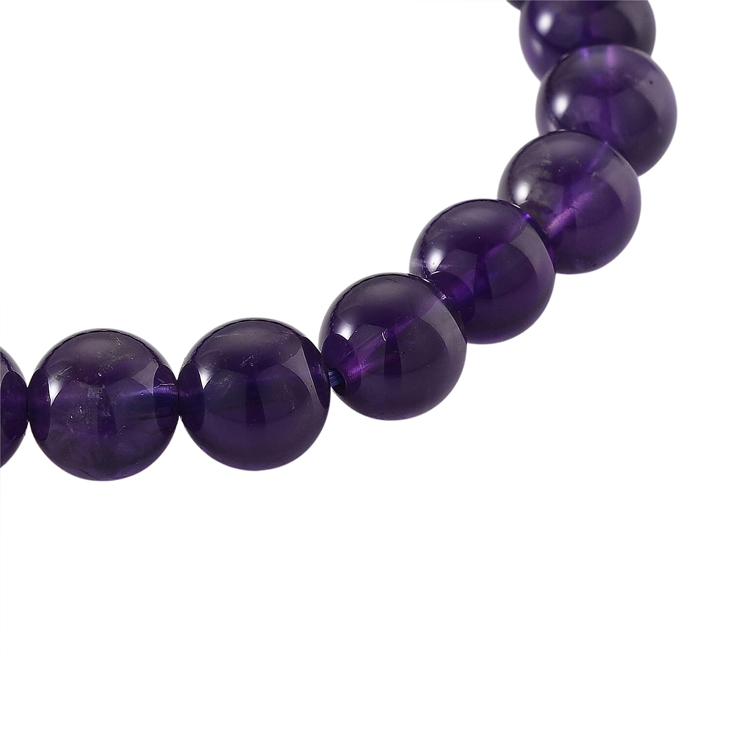 African Amethyst Beads (9-10MM) Stretchable Bracelet (Size 7-7.5) 93.00 Ct. 8438879 4