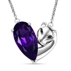 GP Italian Garden Collection - African Amethyst, Blue Sapphire & Black Spinel Necklace (Size - 20) with Lobster Clasp in Rhodium Overlay Sterling Silver 11.26 Ct.
