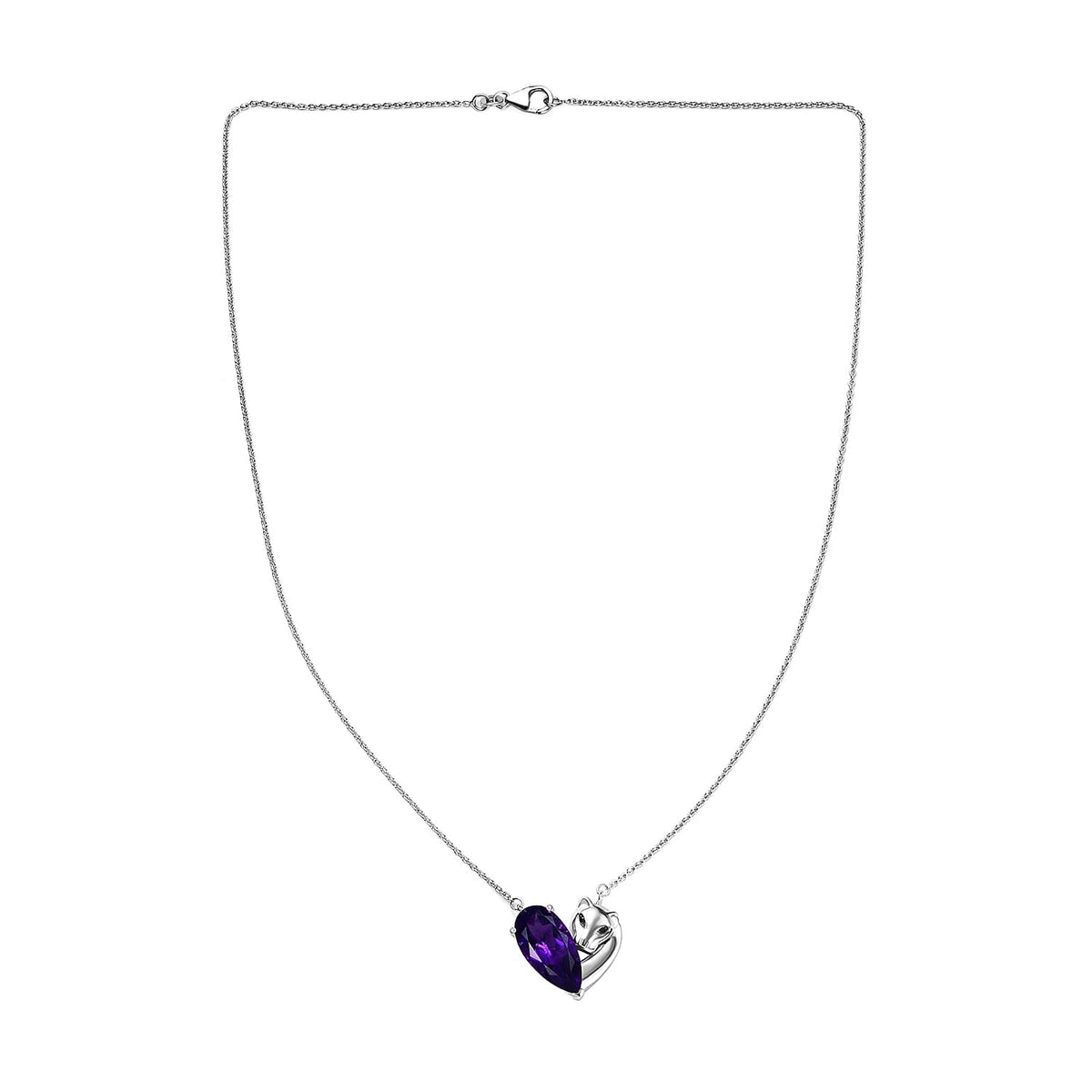 GP Italian Garden Collection - African Amethyst, Blue Sapphire &amp; Black Spinel Necklace (Size - 20) with Lobster Clasp in Rhodium Overlay Sterling Silver 11.26 Ct. 8040495 3