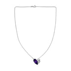 GP Italian Garden Collection - African Amethyst, Blue Sapphire & Black Spinel Necklace (Size - 20) with Lobster Clasp in Rhodium Overlay Sterling Silver 11.26 Ct.