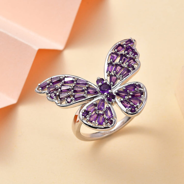 GP Italian Garden Collection - Rhodolite Garnet Ring in Rhodium Overlay Sterling Silver 2.73 Ct 7808013 2