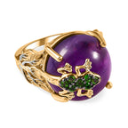 GP Italian Garden Collection- Amethyst and Natural Chrome Diopside Ring in 18K Yellow Gold Vermeil and Two Tone Plated Sterling Silver 19.42 Ct.