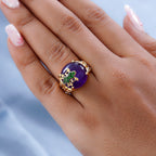 GP Italian Garden Collection- Amethyst and Natural Chrome Diopside Ring in 18K Yellow Gold Vermeil and Two Tone Plated Sterling Silver 19.42 Ct.