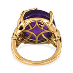 GP Italian Garden Collection- Amethyst and Natural Chrome Diopside Ring in 18K Yellow Gold Vermeil and Two Tone Plated Sterling Silver 19.42 Ct.