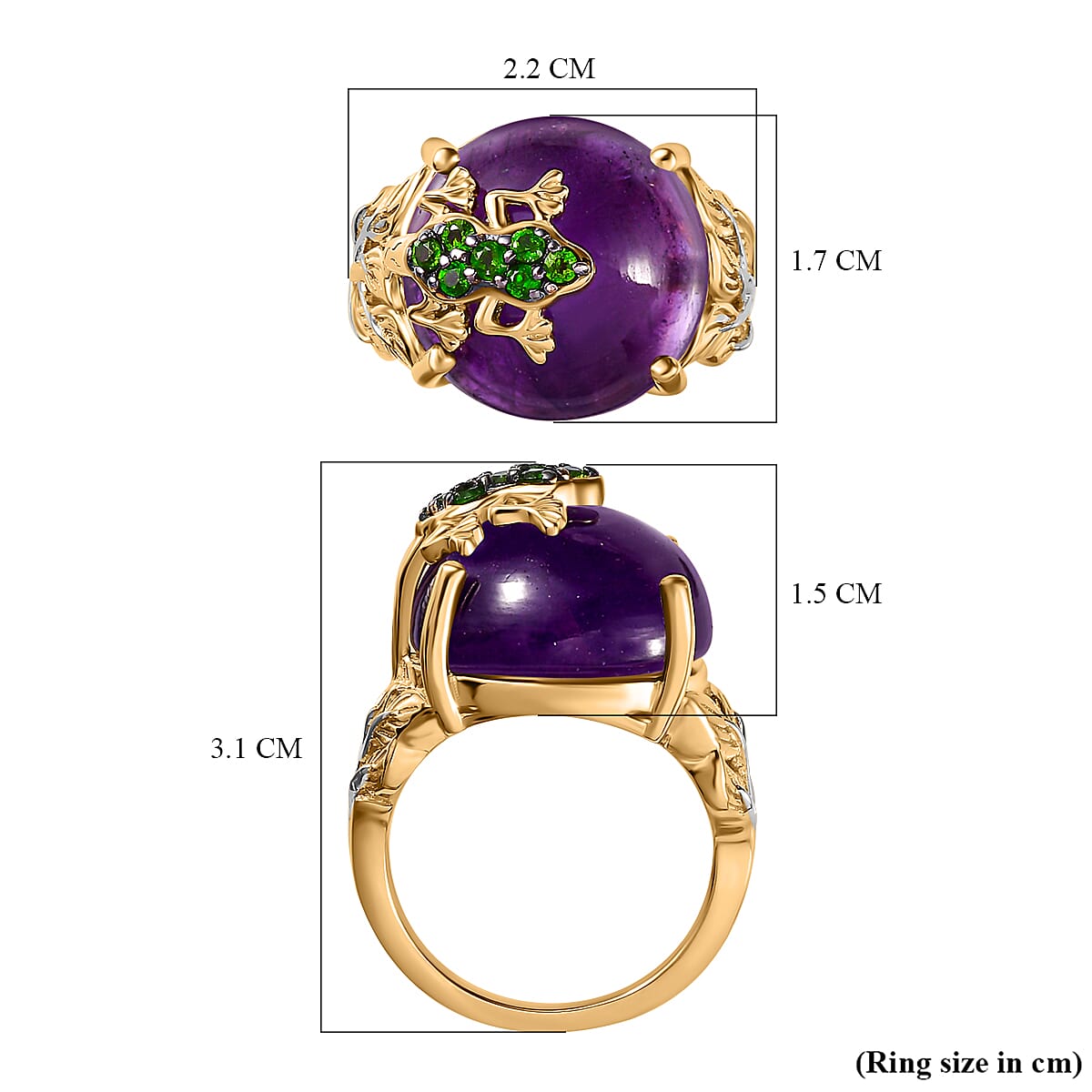 GP Italian Garden Collection- Amethyst and Natural Chrome Diopside Ring in 18K Yellow Gold Vermeil and Two Tone Plated Sterling Silver 7614666 5