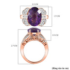 GP - Amethyst & Natural Zircon Ring in 18K Vermeil RG Plated Sterling Silver 6.36 Ct, Silver Wt. 5.36 Gms