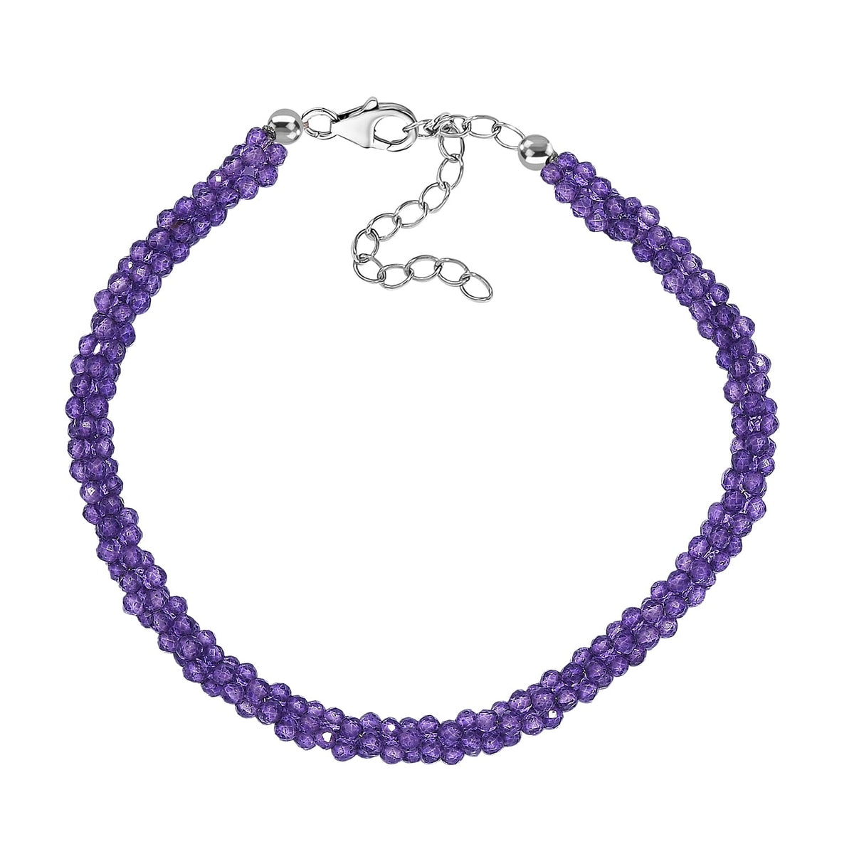 African Amethyst Bracelet (Size - 7.5+2 EXT) in Rhodium Overlay Sterling Silver 20.0 Ct. 7955897 0