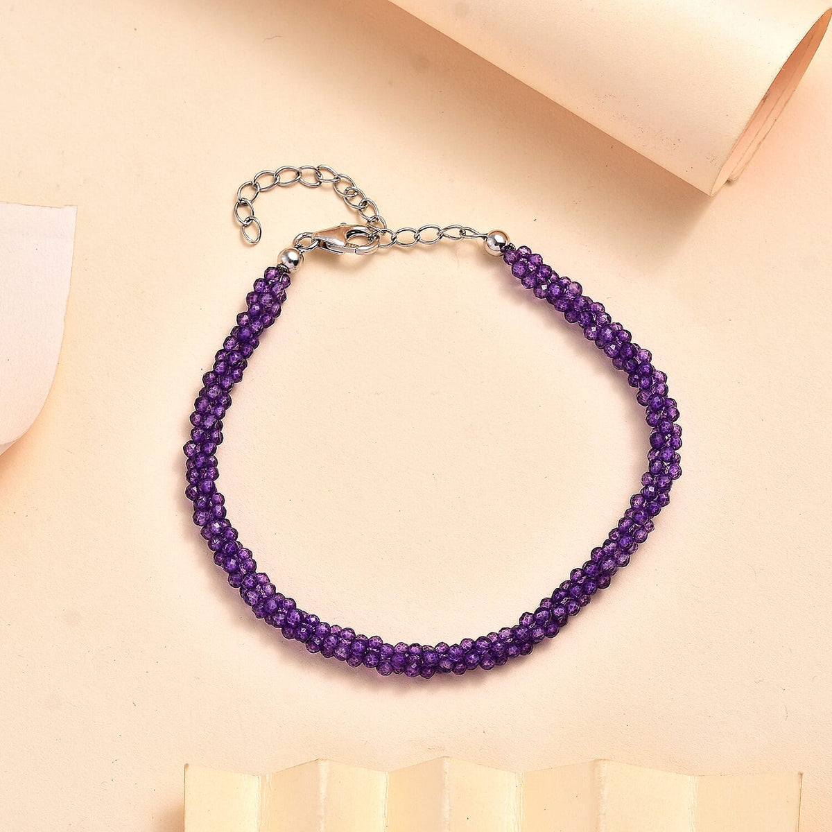 African Amethyst Bracelet (Size - 7.5+2 EXT) in Rhodium Overlay Sterling Silver 20.0 Ct. 7955897 1