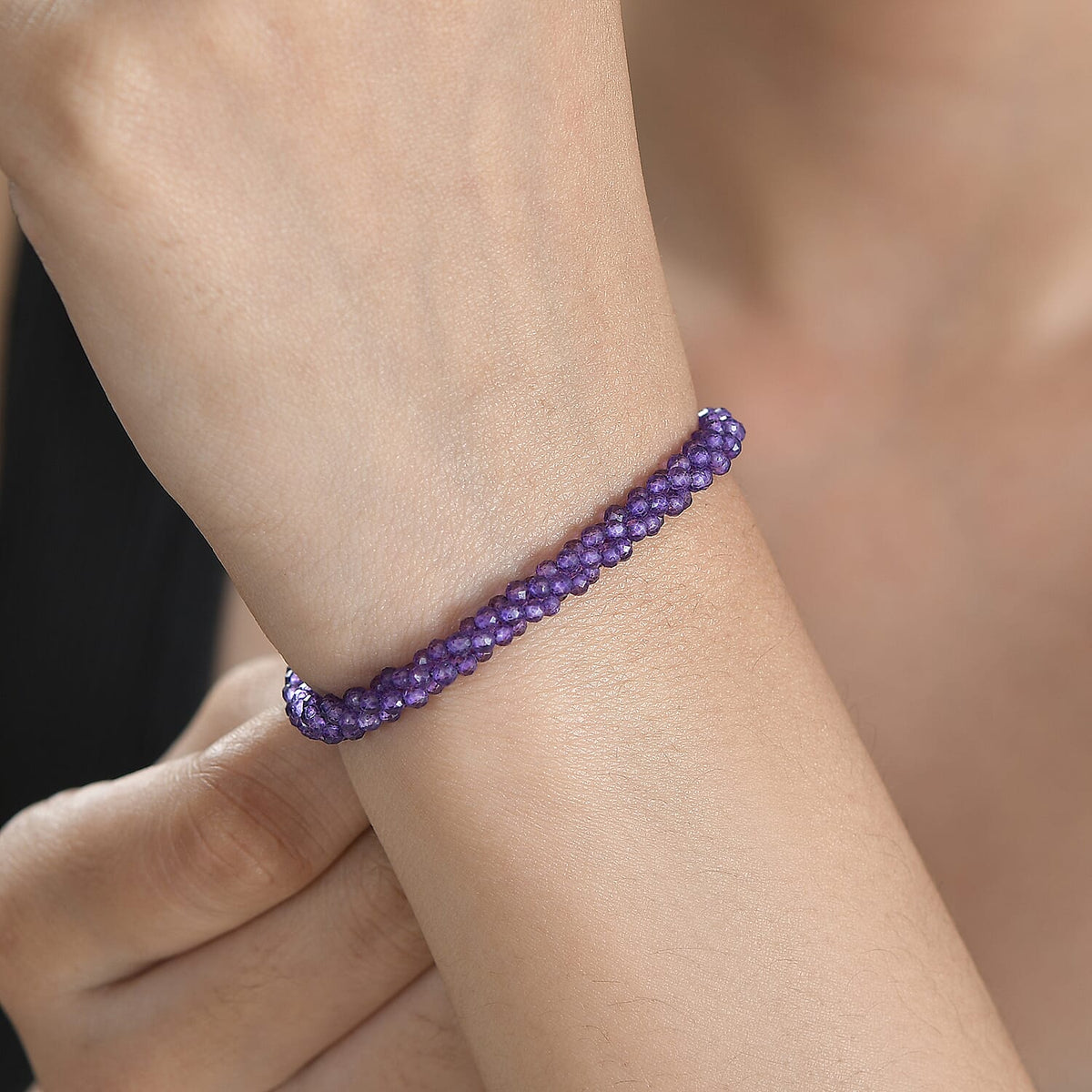 African Amethyst Bracelet (Size - 7.5+2 EXT) in Rhodium Overlay Sterling Silver 20.0 Ct. 7955897 2