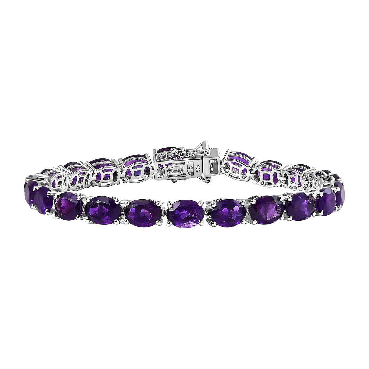 African Amethyst Link Bracelet (Size - 7) in Rhodium Overlay Sterling Silver with with GB Lock Box 25.52 Ct 8040074 0