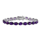 AAA African Amethyst Cluster Bracelet (Size - 8) with GB Lock Box in Rhodium Overlay Sterling Silver 25.52 Ct, Silver Wt. 10.50 Gms.