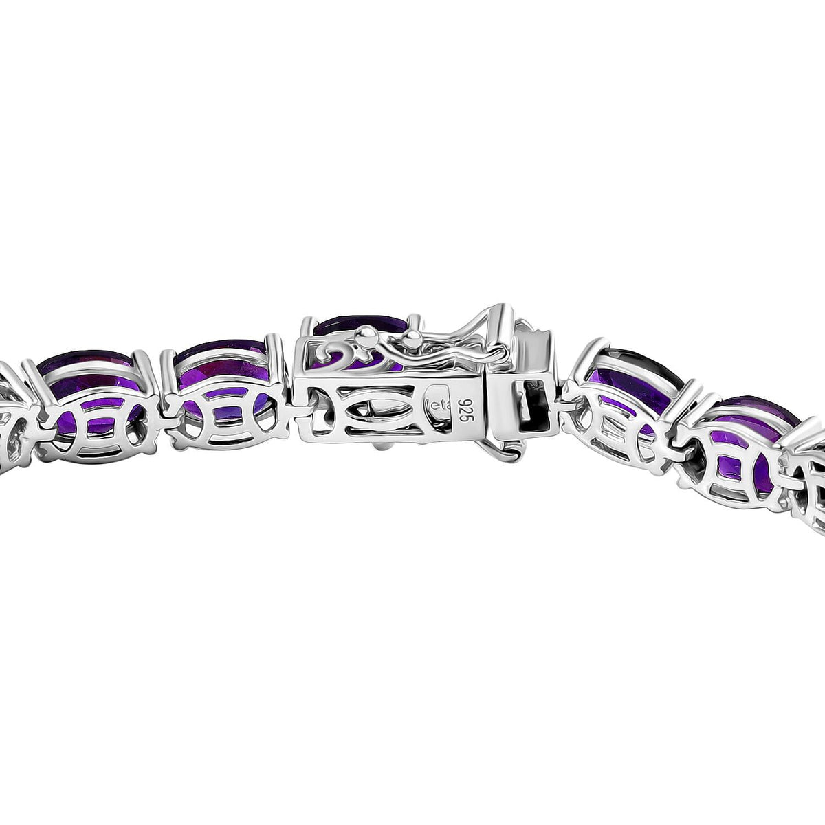 African Amethyst Link Bracelet (Size - 7) in Rhodium Overlay Sterling Silver with with GB Lock Box 25.52 Ct 8040074 4