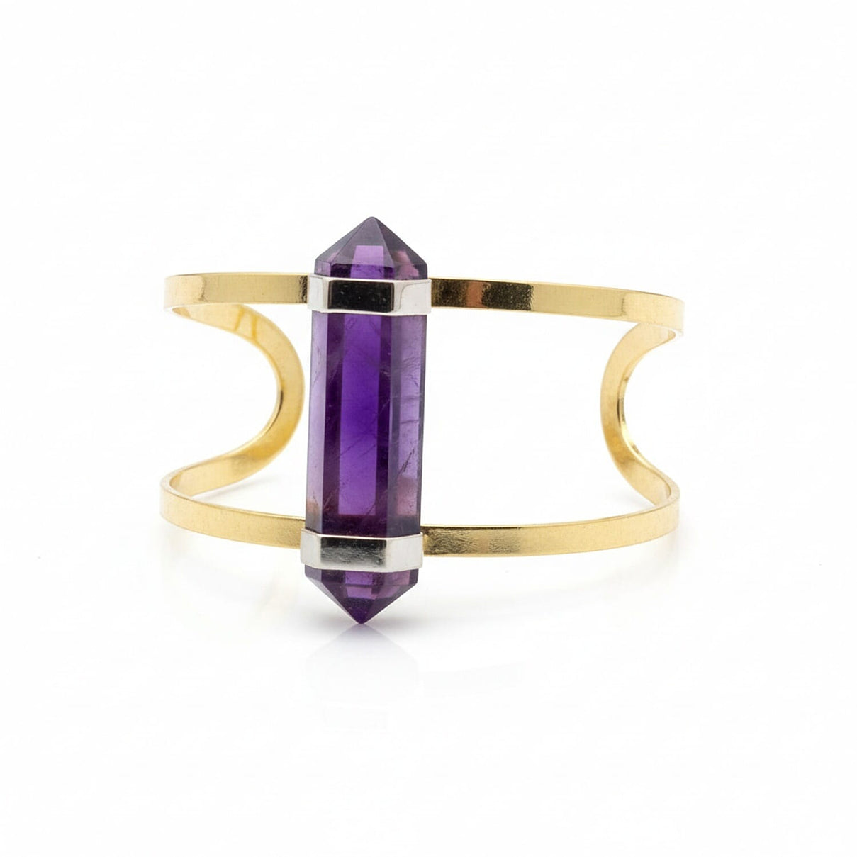African Amethyst Cuff Bangle (Size 7 Adjustable) in Yellow Gold Plated 20.00 Ct. 8261205 0