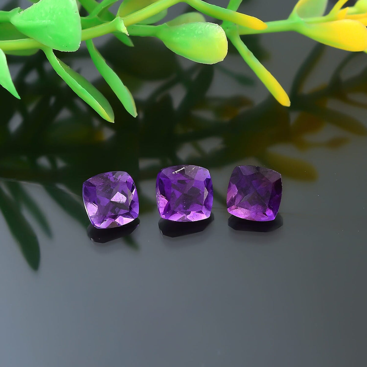 Set of 3 African Amethyst Loose Gemstones in Cushion Shape 2.57 Ct. 8063568 2