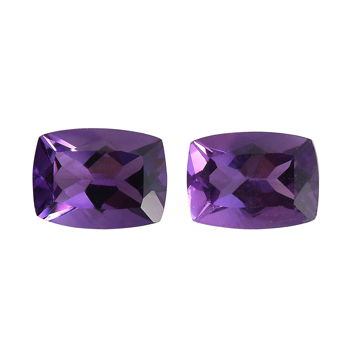 Set of 2 African Amethyst Loose Gemstones in Cushion Cut (8x6mm) 7751222 0