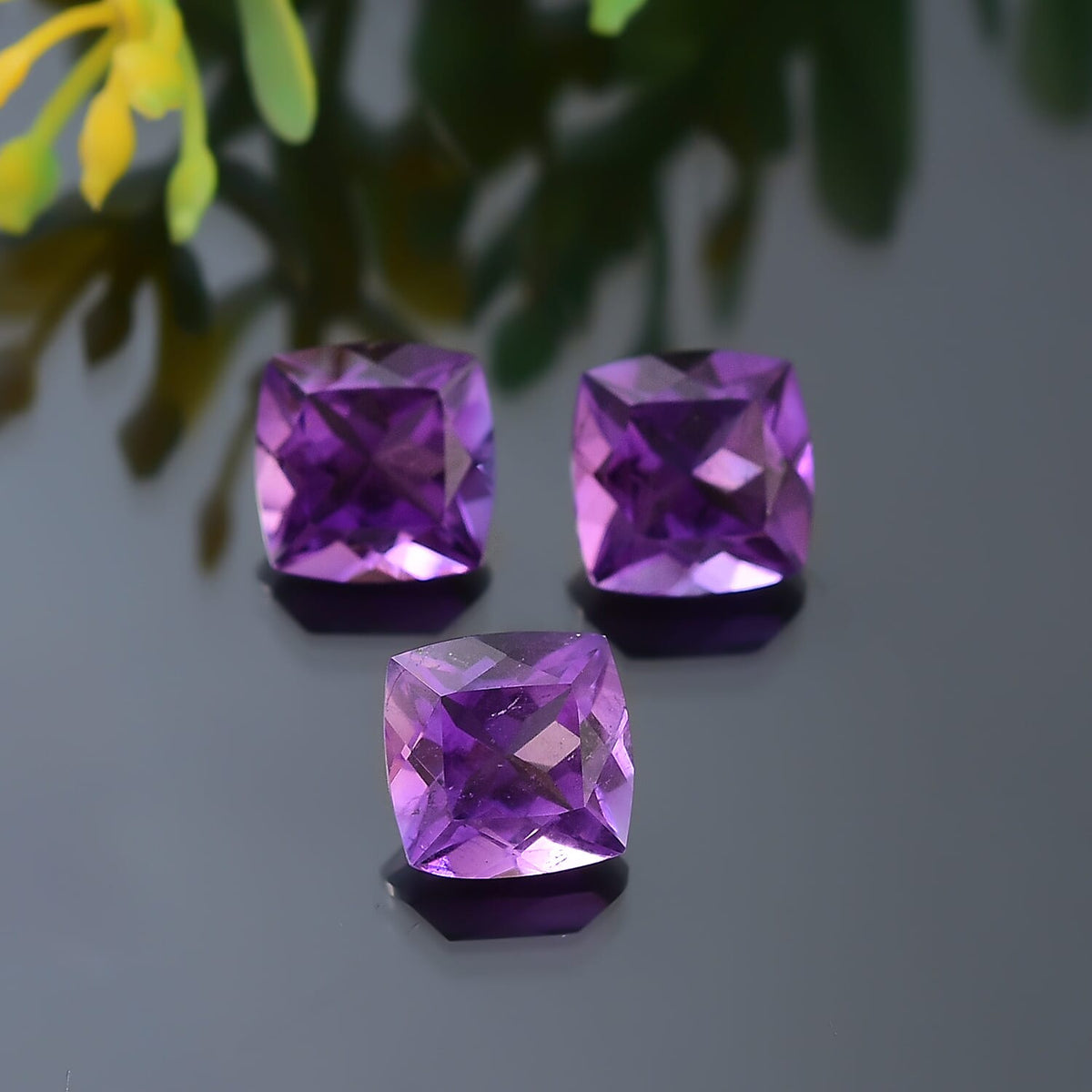 Set of 3 African Amethyst Loose Gemstones in Cushion Shape 5.59 Ct. 8063569 2