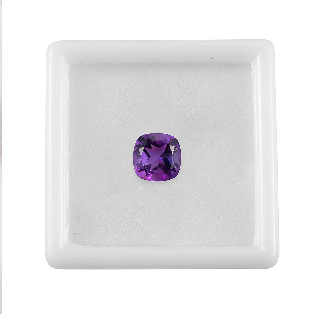 African Amethyst Cushion Cut 9X9 mm Gemstone, 2.87 Ct