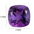 African Amethyst Cushion Cut 9X9 mm Gemstone, 2.87 Ct