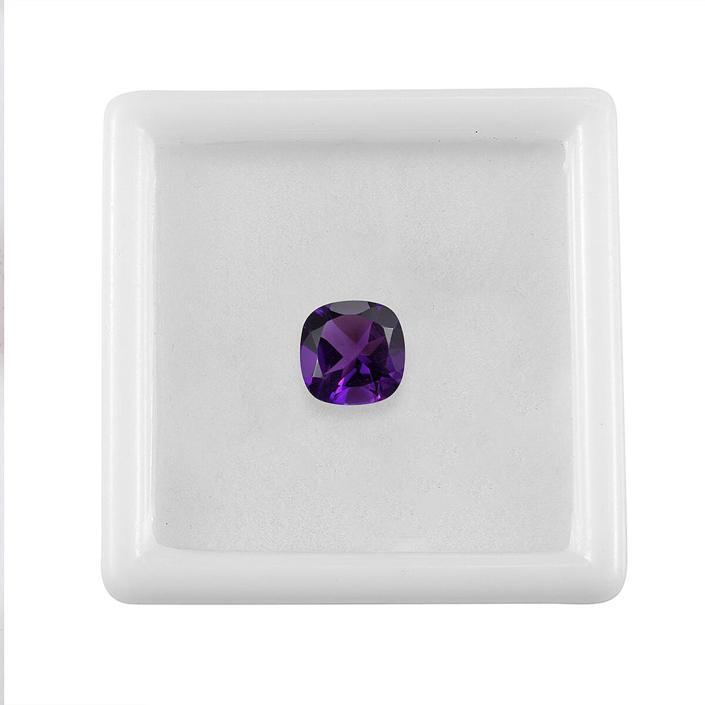 African Amethyst Cushion Cut 9X9 mm Gemstone, 2.92 Ct