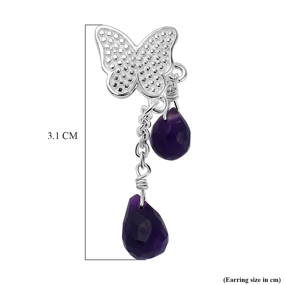 Amethyst Butterfly Dangle Earrings in Sterling Silver 8.50 Ct 3754275 4