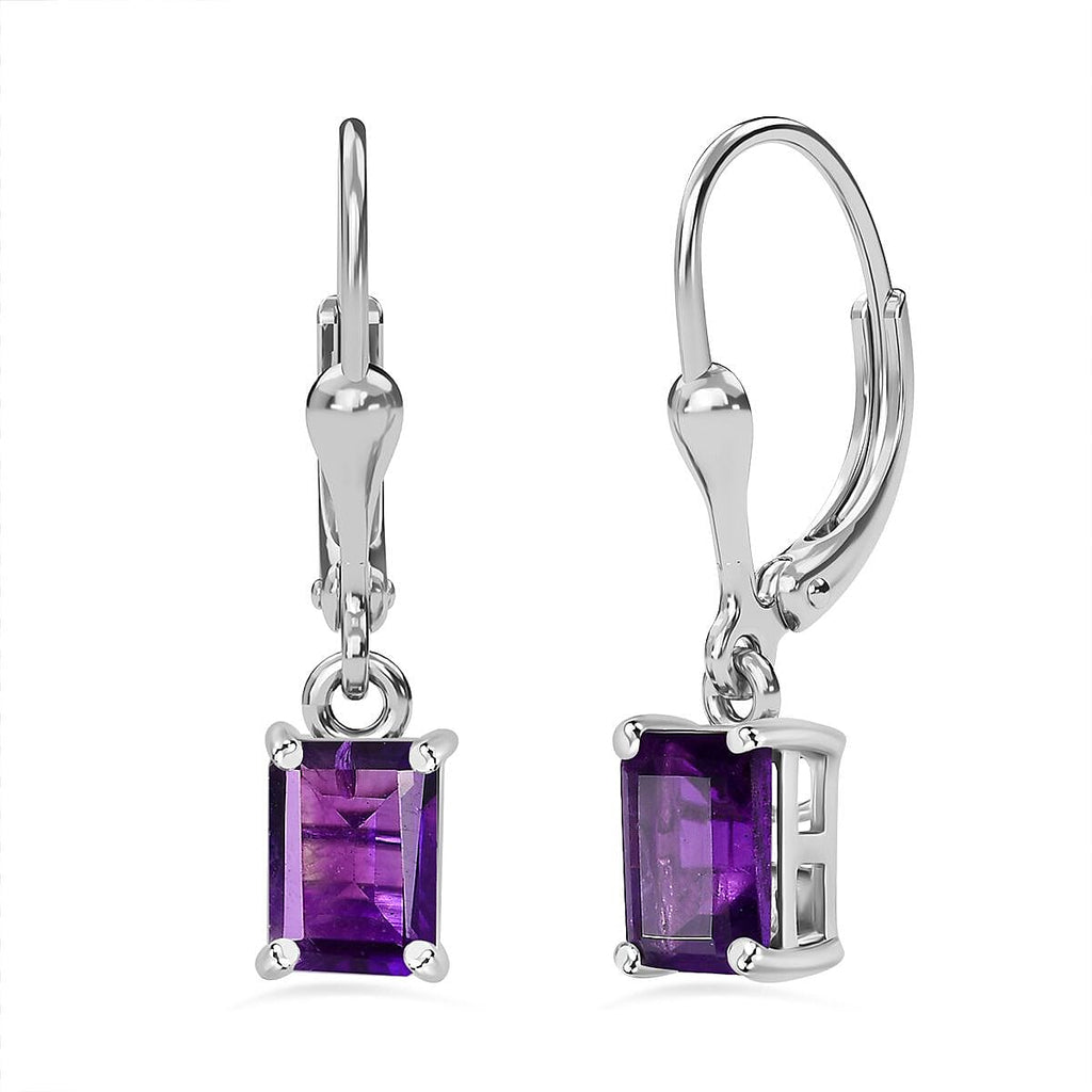 GEMFIELDS Zambian Amethyst Lever Back Earrings in Platinum Overlay Sterling Silver 2.000  Ct.