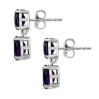 AAA African Amethyst Dangling Earring with Push Back in Rhodium Overlay Sterling Silver 3.66 Ct.