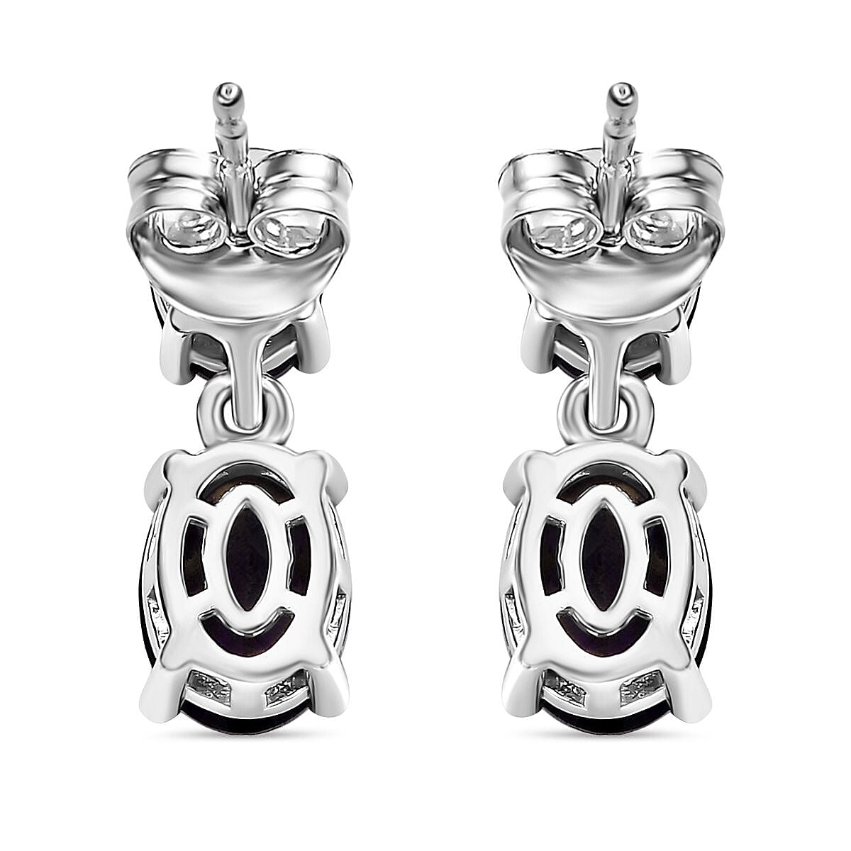 AAA African Amethyst Dangling Earring with Push Back in Rhodium Overlay Sterling Silver 3.66 Ct. 8046385 5