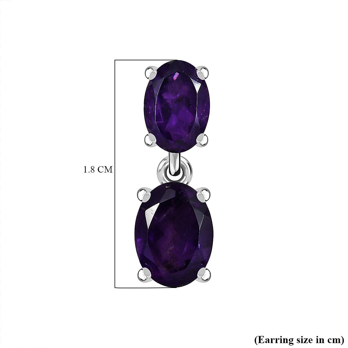 AAA African Amethyst Dangling Earring with Push Back in Rhodium Overlay Sterling Silver 3.66 Ct. 8046385 6