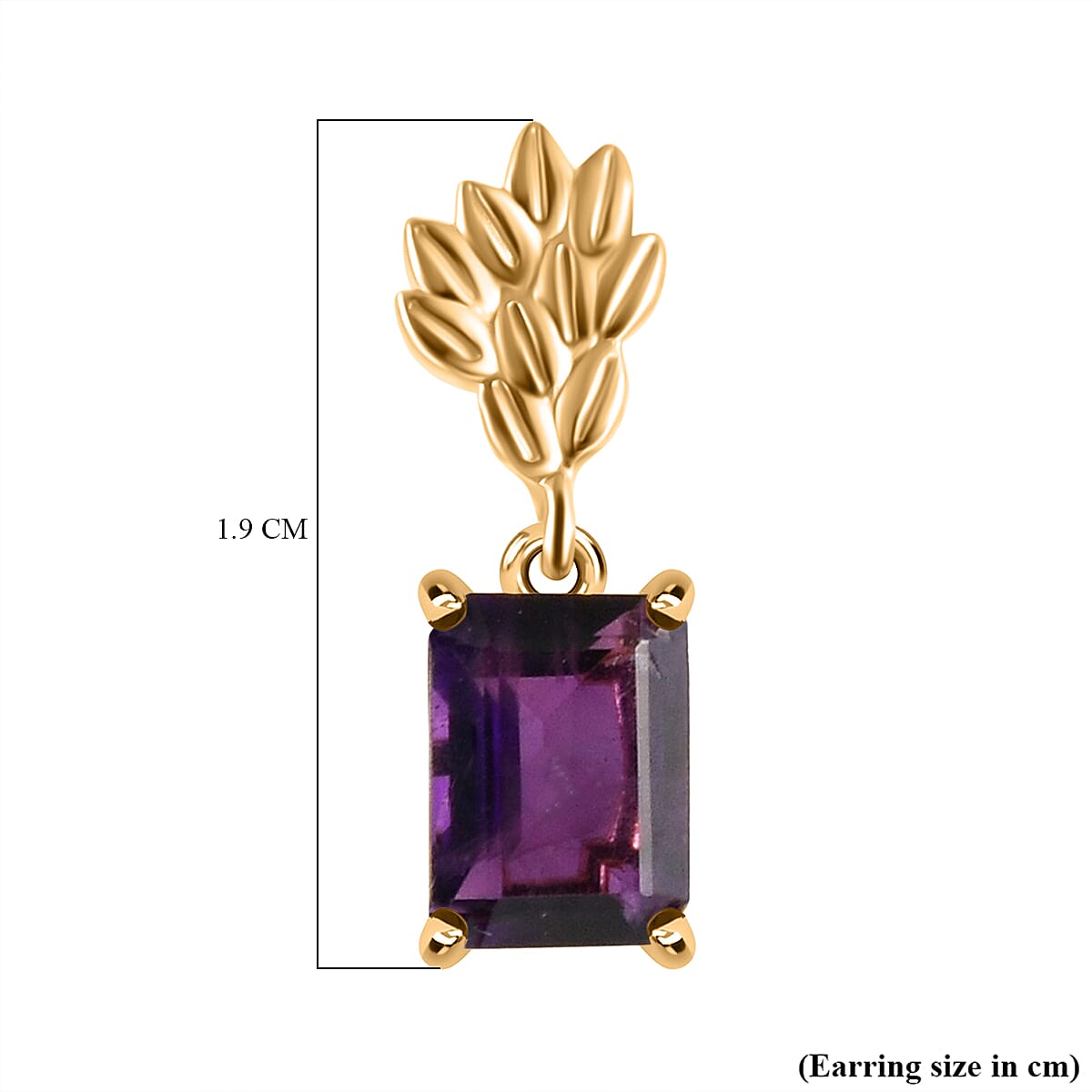 AAA African Amethyst Dangling Earring with Push Back in 18K Vermeil Yellow Gold Plated Sterling Silver 3.16 Ct. 8051189 4
