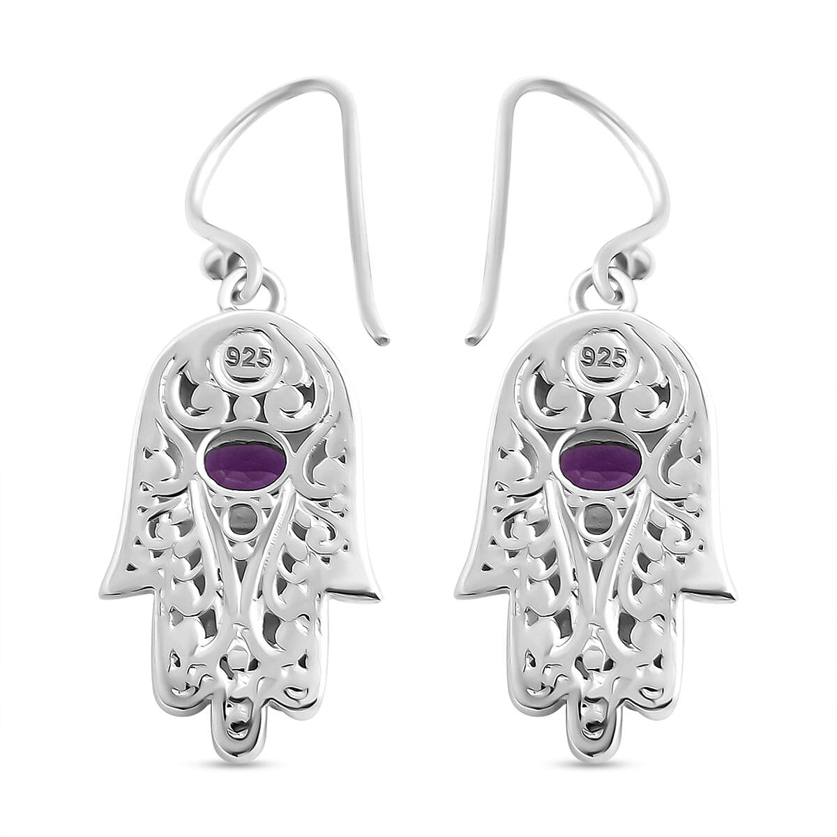 Royal Bali Collection - Amethyst Dangle Earrings in Sterling Silver 2.00 Ct, Silver Wt. 6.76 Gms 7652167 4