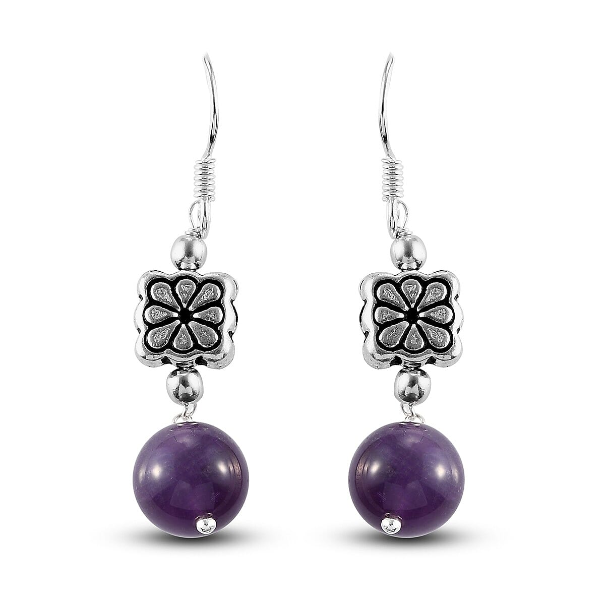 Amethyst Earrings in Platinum Overlay Sterling Silver 11.72 Ct 6102365 0