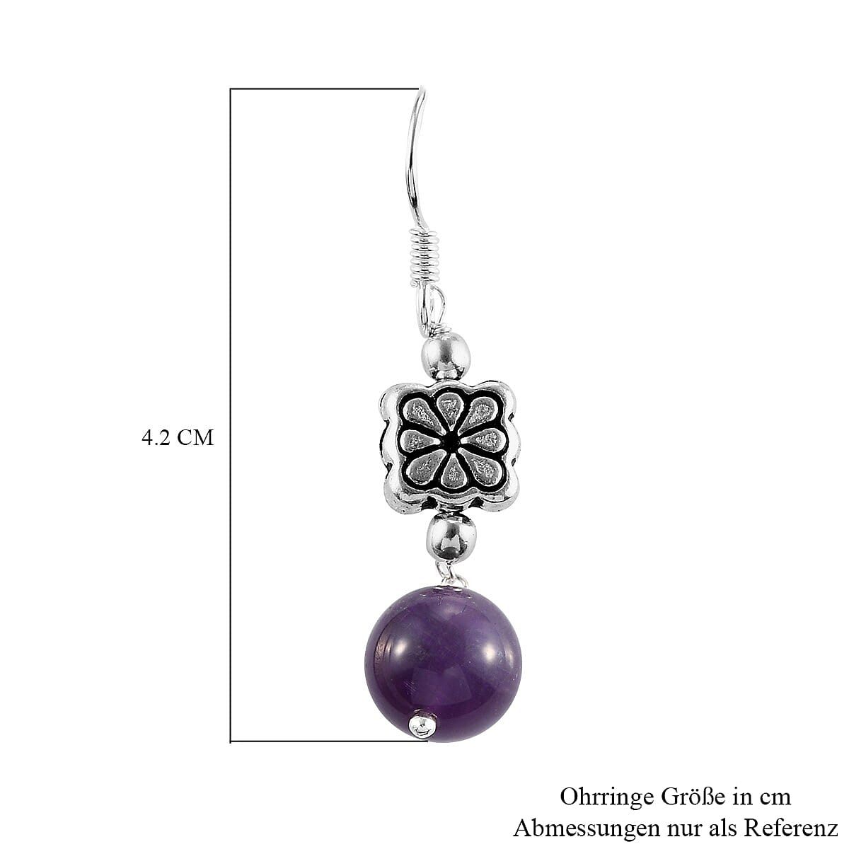 Amethyst Earrings in Platinum Overlay Sterling Silver 11.72 Ct 6102365 3