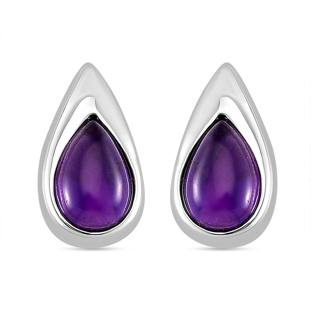LUCY Q - Drop Collection African Amethyst Earring with Push Back in Rhodium Overlay Sterling Silver 2.40 Ct.