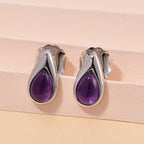 LUCY Q - Drop Collection African Amethyst Earring with Push Back in Rhodium Overlay Sterling Silver 2.40 Ct.