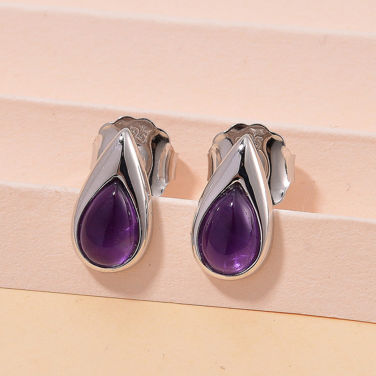 LUCY Q - Drop Collection African Amethyst Solitaire Earrings in Rhodium Overlay Sterling Silver 7684480 2