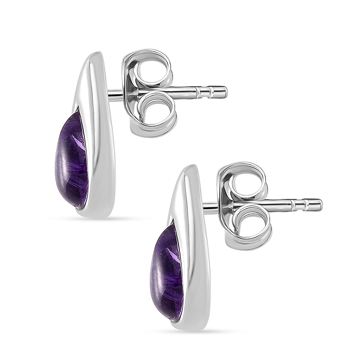 LUCY Q - Drop Collection African Amethyst Solitaire Earrings in Rhodium Overlay Sterling Silver 7684480 4