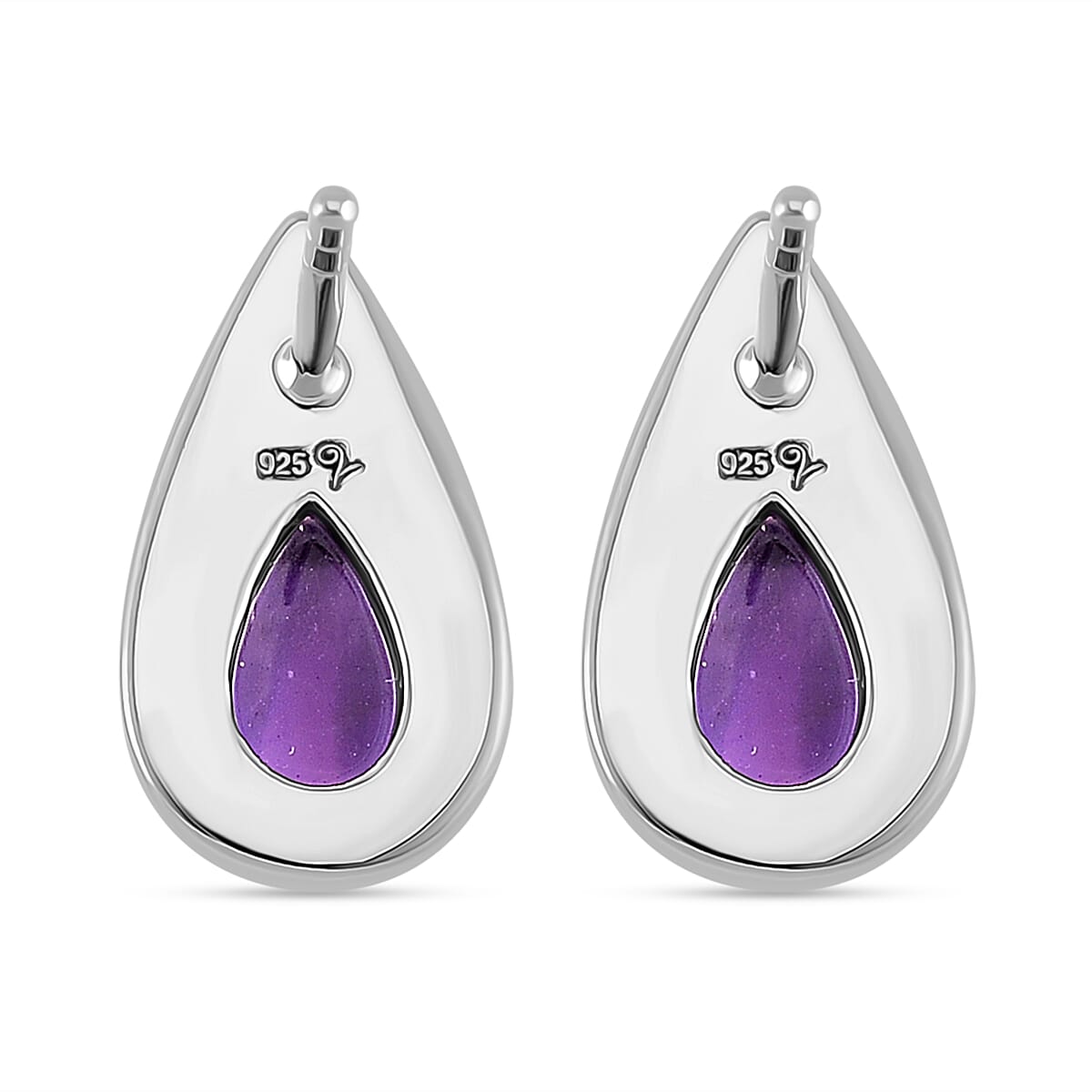 LUCY Q - Drop Collection African Amethyst Solitaire Earrings in Rhodium Overlay Sterling Silver 7684480 5