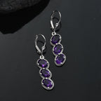 AAA African Amethyst Earring in Rhodium Overlay Sterling Silver 4.32 Ct.