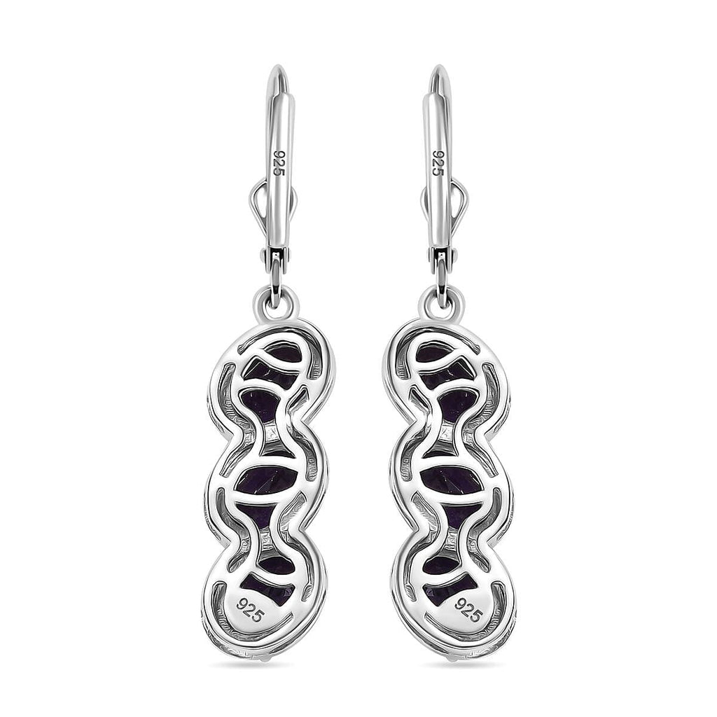 AAA African Amethyst Earring in Rhodium Overlay Sterling Silver 4.32 Ct.