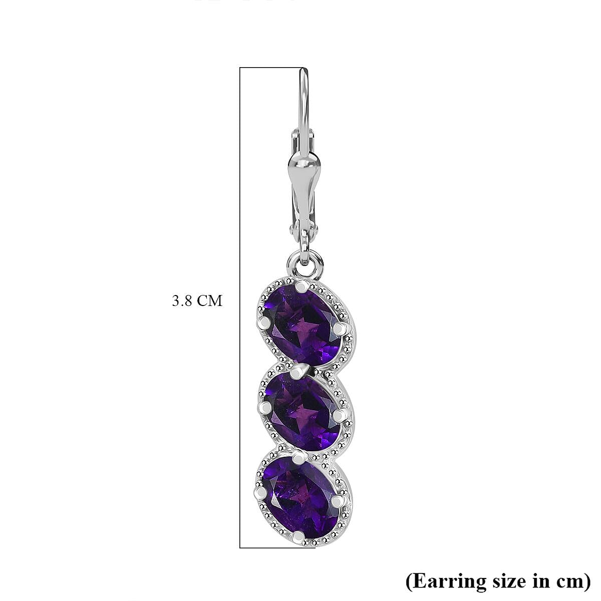 African Amethyst Drop Earrings in Rhodium Overlay Sterling Silver 4.32 Ct. 8046351 5