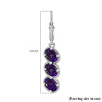 AAA African Amethyst Earring in Rhodium Overlay Sterling Silver 4.32 Ct.