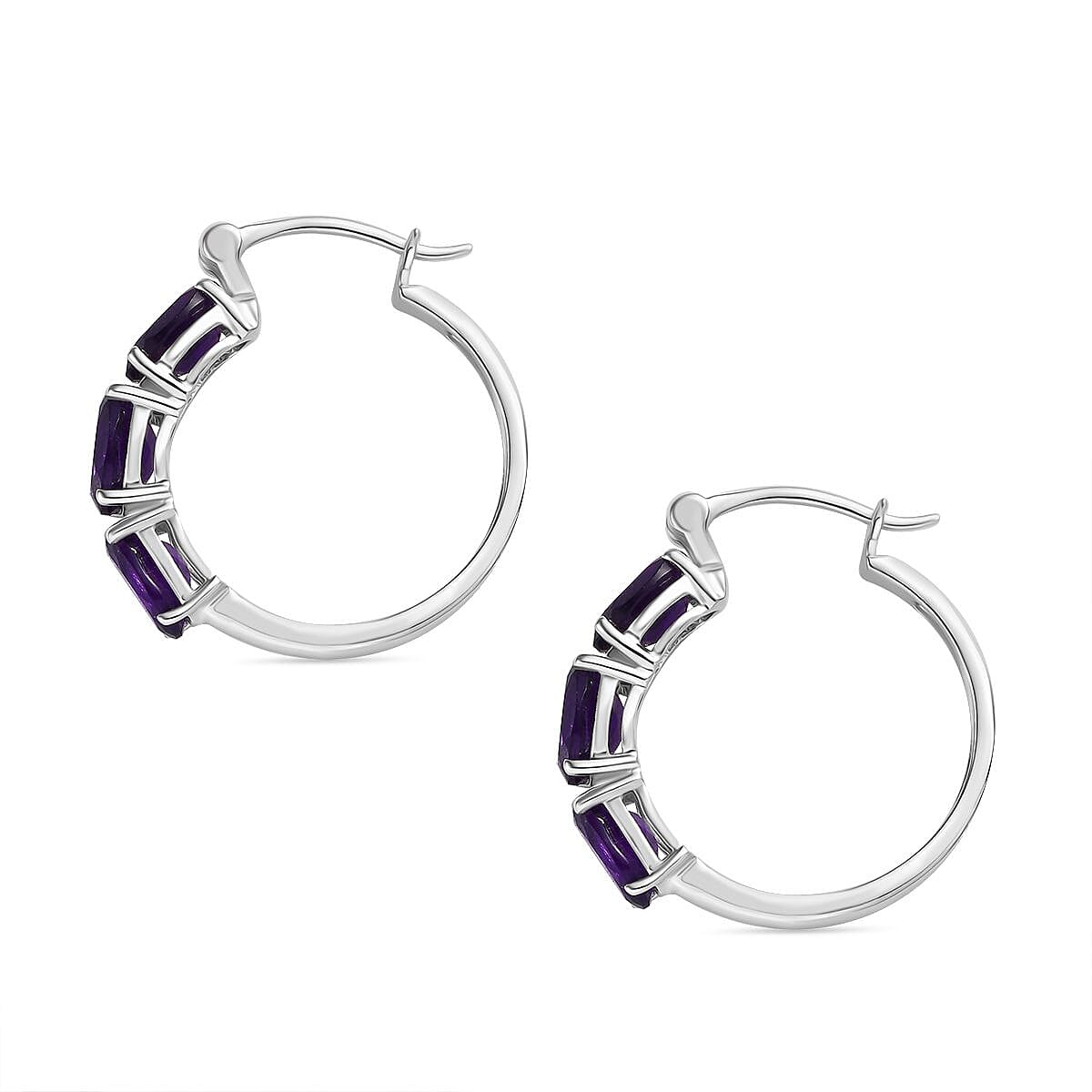 AAA African Amethyst Earrings with Clasp in Rhodium Overlay Sterling Silver 4.27 Ct. 8046348 3