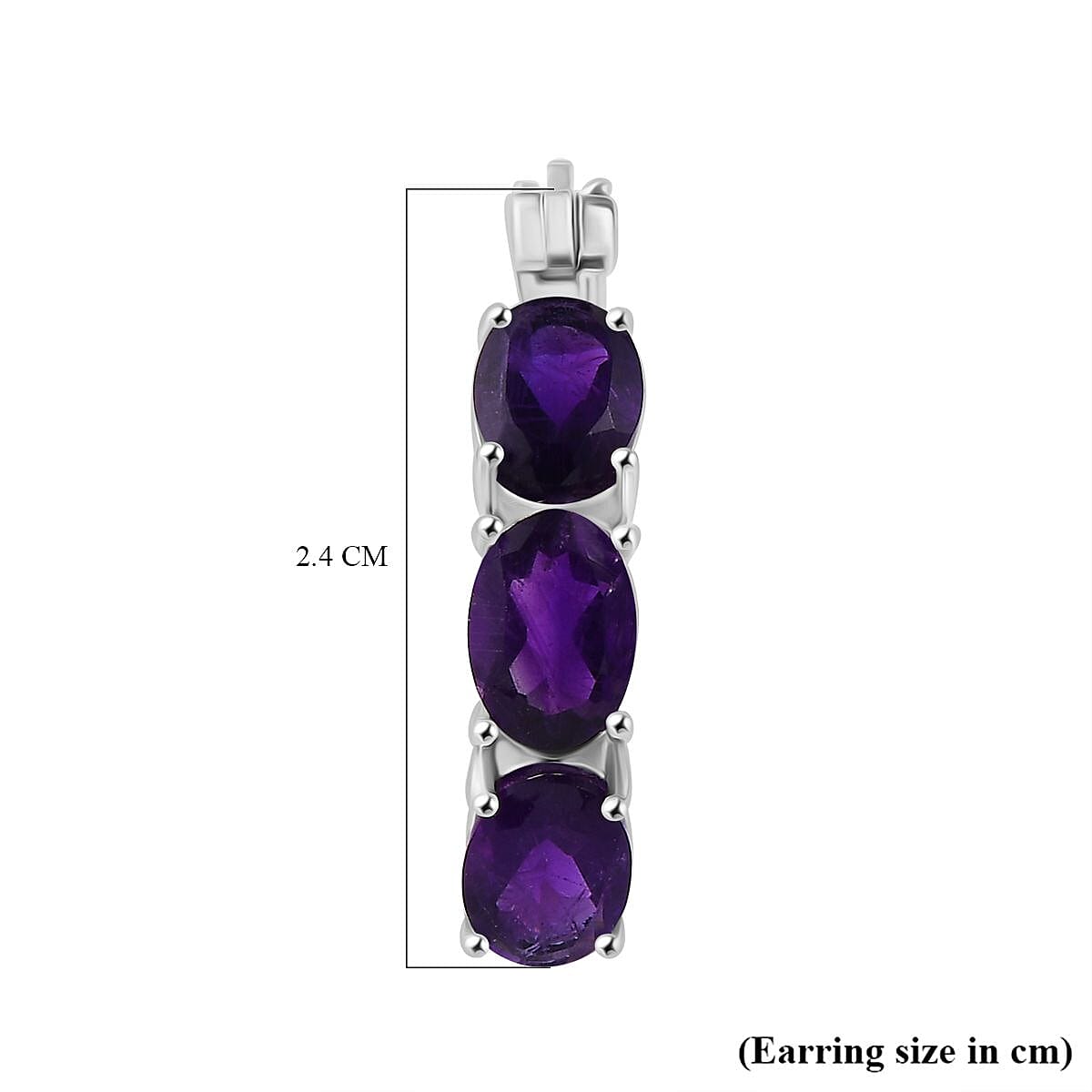 AAA African Amethyst Earrings with Clasp in Rhodium Overlay Sterling Silver 4.27 Ct. 8046348 4