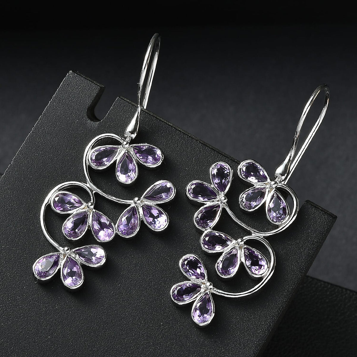 Sajen Silver- African Amethyst Earring with Hook in Rhodium Overlay Sterling Silver 8364087 1