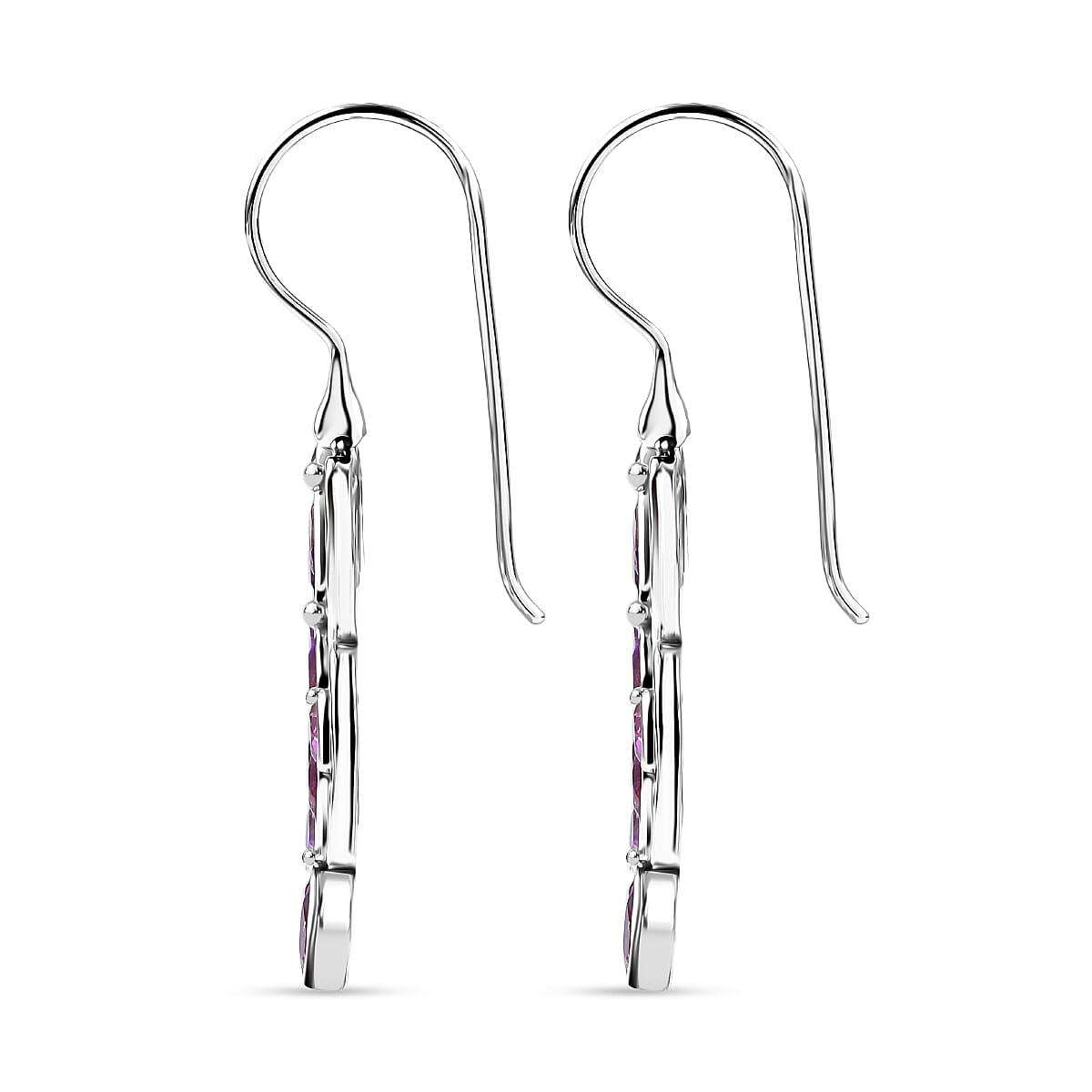 Sajen Silver- African Amethyst Earring with Hook in Rhodium Overlay Sterling Silver 8364087 3